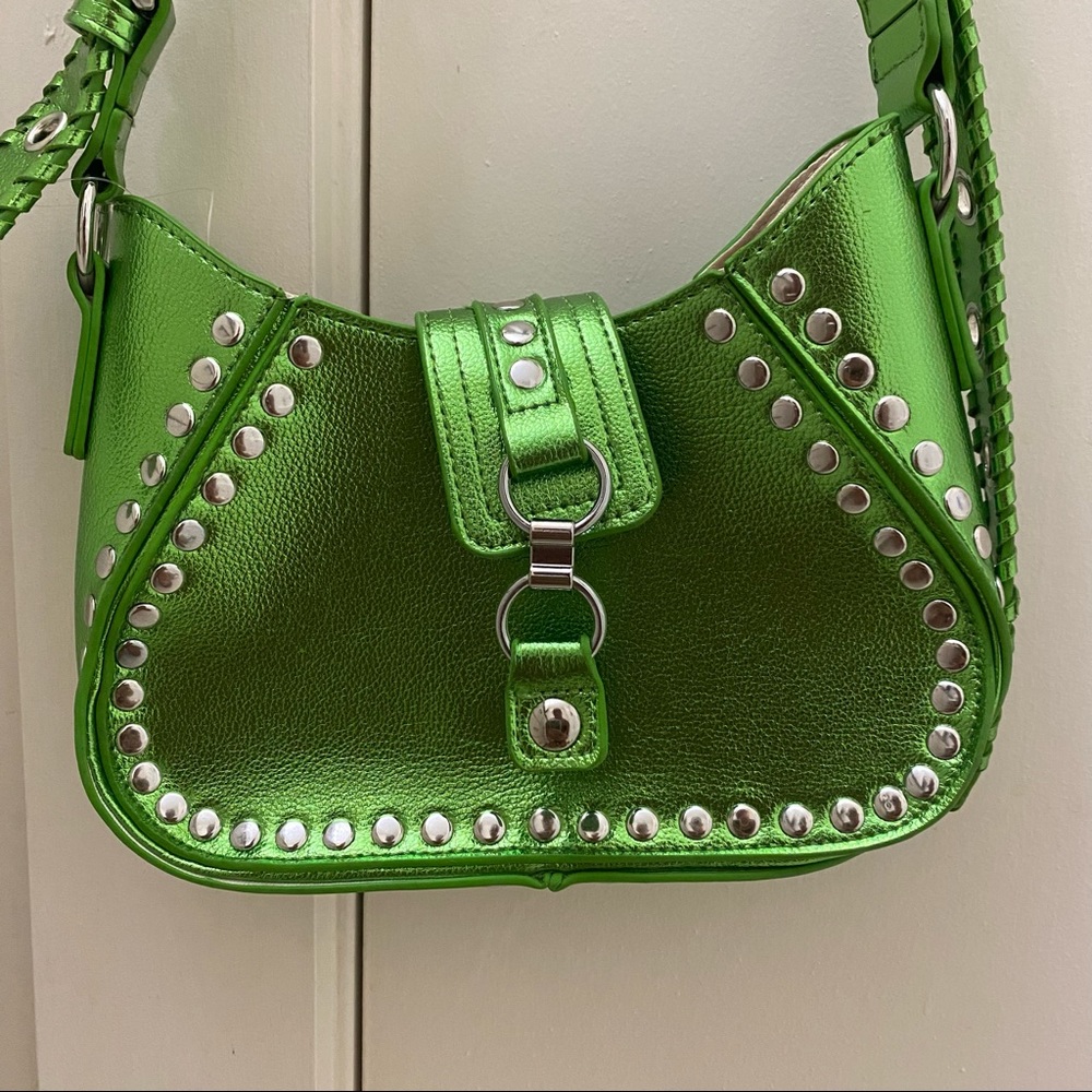 metallic green shoulder/crossbody bag